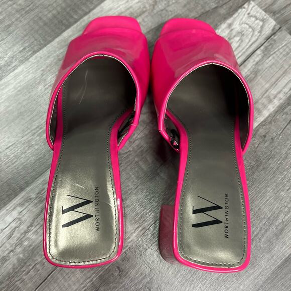 Worthington Womens Lapaz Hot Pink Mules Sandals Block Heel Barbiecore Size 6 1/2 - Picture 4 of 9